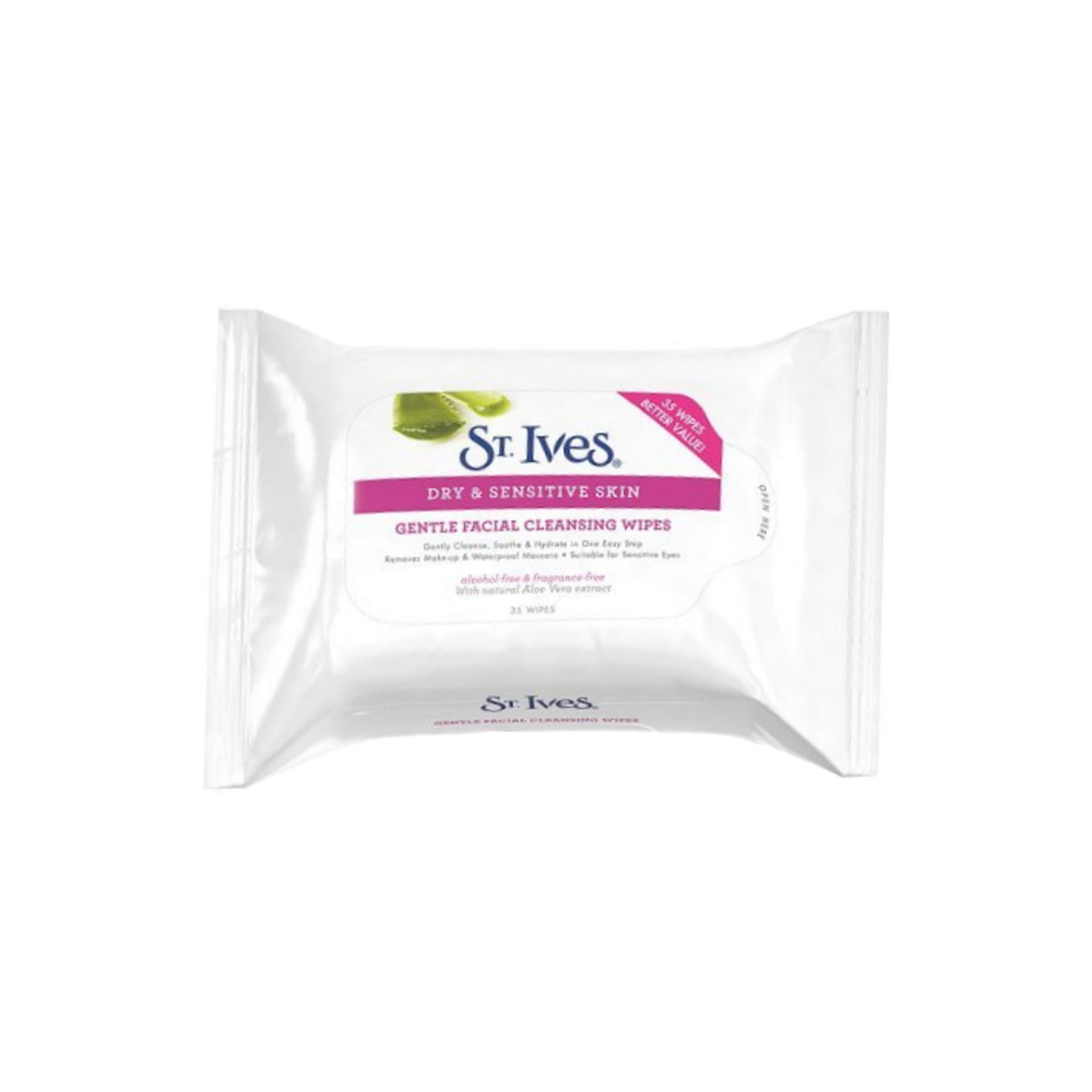 St. Ives Gentle Facial Cleansing Wipes for Dry & Sensitive Skin – 35 Wipes | Saifuliya Mart Bangladesh