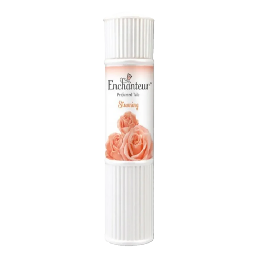 Enchanteur Stunning Perfumed Talc 125g – Rose and Vanilla Scented Body Powder for Smooth Skin