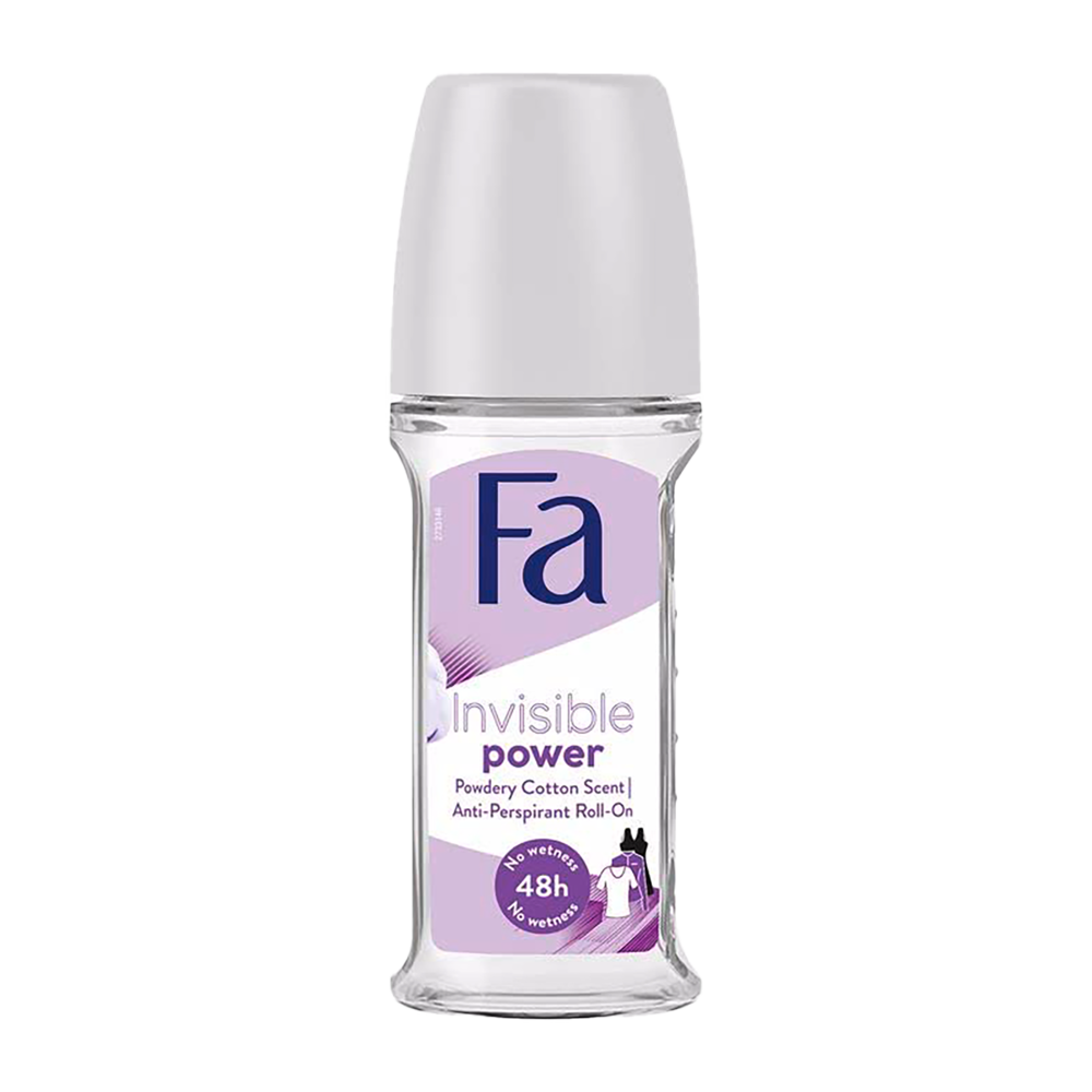 Fa Invisible Power Roll-On Deodorant 50ml – No White Marks, 48H Sweat Protection, Unisex Roll On