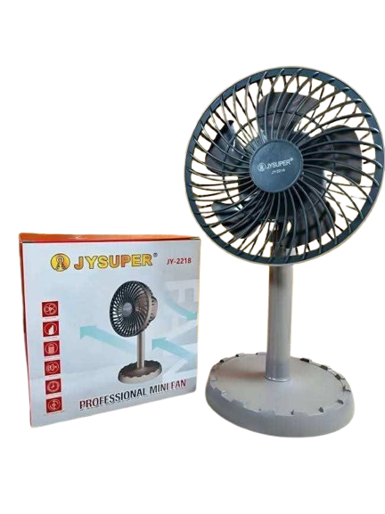Jy Super JY-2218 Rechargeable Mini Table Fan Multicolor – Portable Desk Cooling Fan Bangladesh