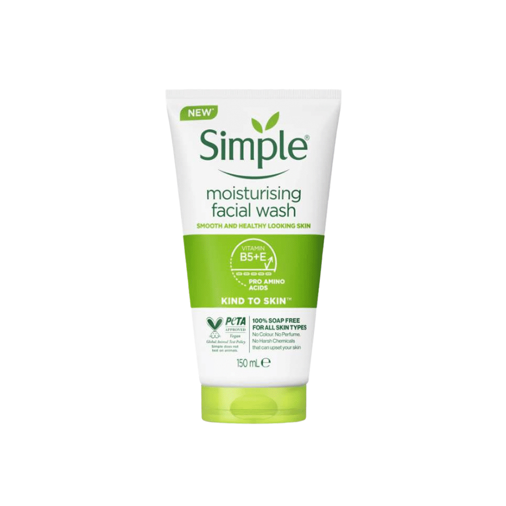Simple Moisturising Face Wash 150ml – Vegan & Soap-Free Skincare for Sensitive Skin (UK Imported)