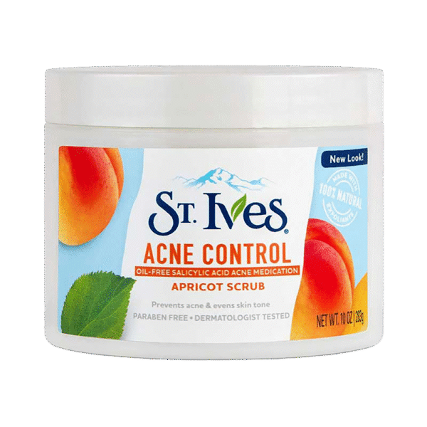 St. Ives Acne Control Apricot Scrub 283g – Oil-Free Exfoliator with Salicylic Acid for Acne-Prone Skin