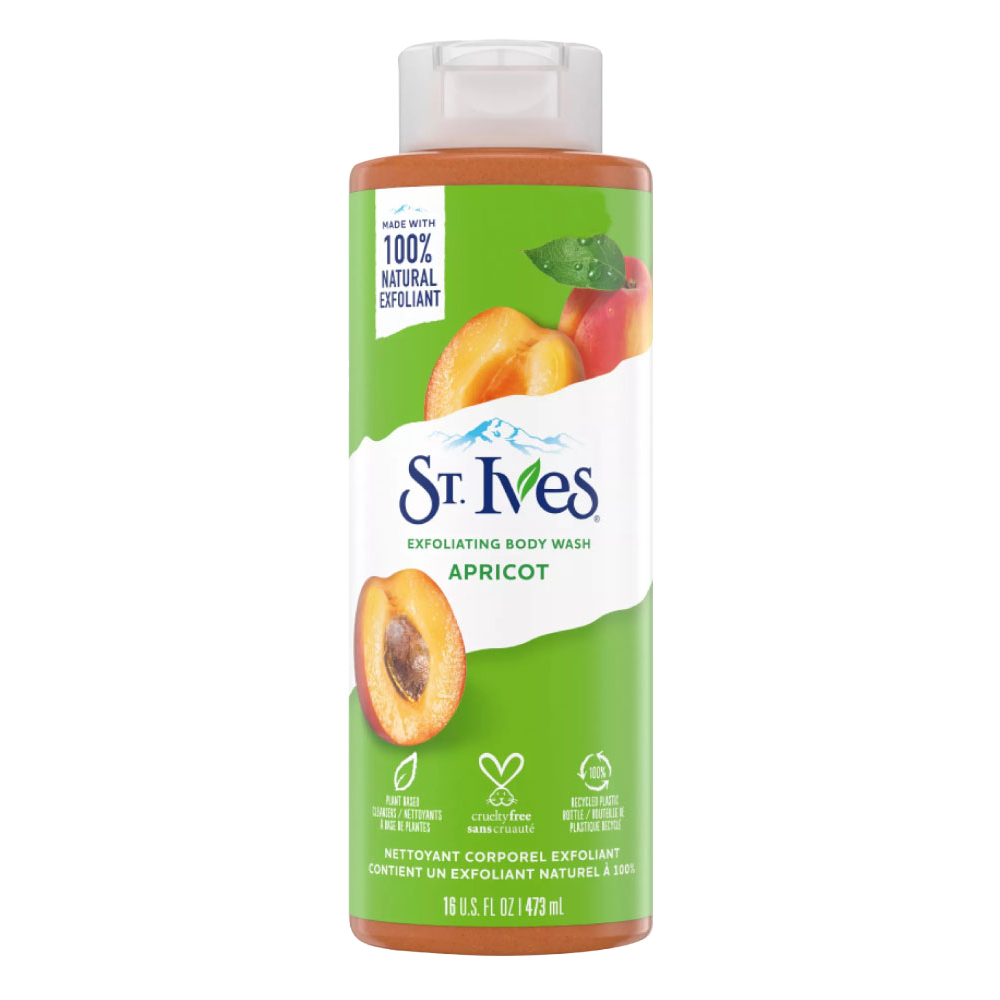 St. Ives Apricot Exfoliating Body Wash 473ml – USA Imported Shower Gel for Glowing Skin