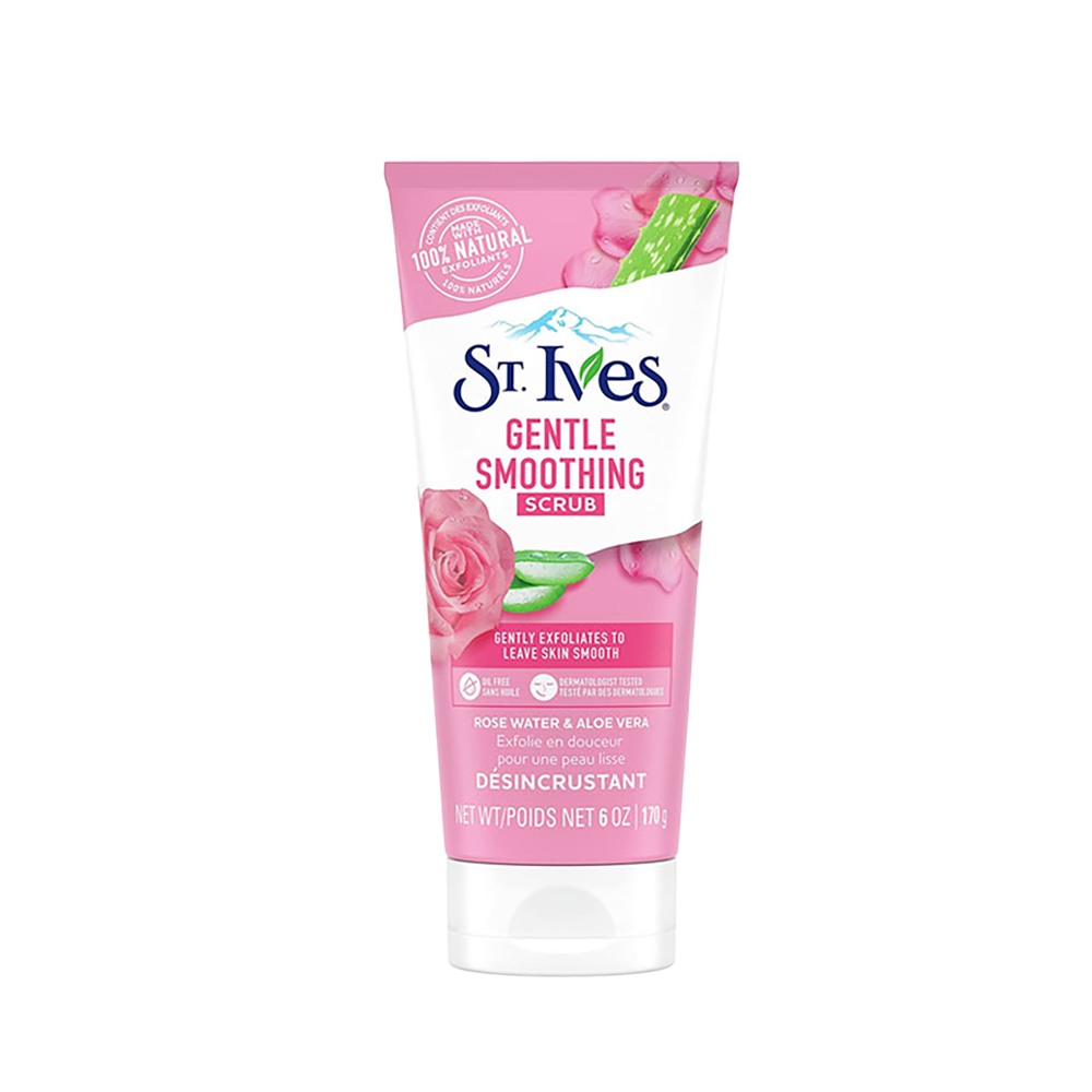 St. Ives Gentle Smoothing Rose Water & Aloe Vera Face Scrub 170gm – Natural Hydrating Exfoliator for Sensitive Skin in Bangladesh