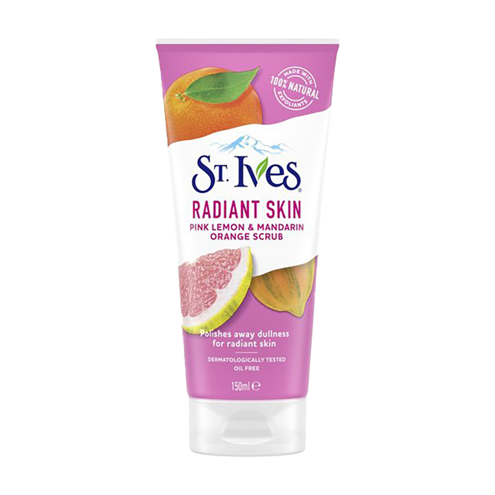 St. Ives Radiant Skin Pink Lemon & Mandarin Orange Face Scrub 150ml – Natural Exfoliator for Glowing Skin (Poland)