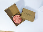Gentle rose soap lather showing natural creamy texture.